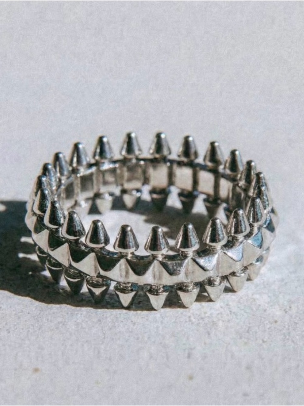 Serpenti Silver Spike Stackable Ring unisex
